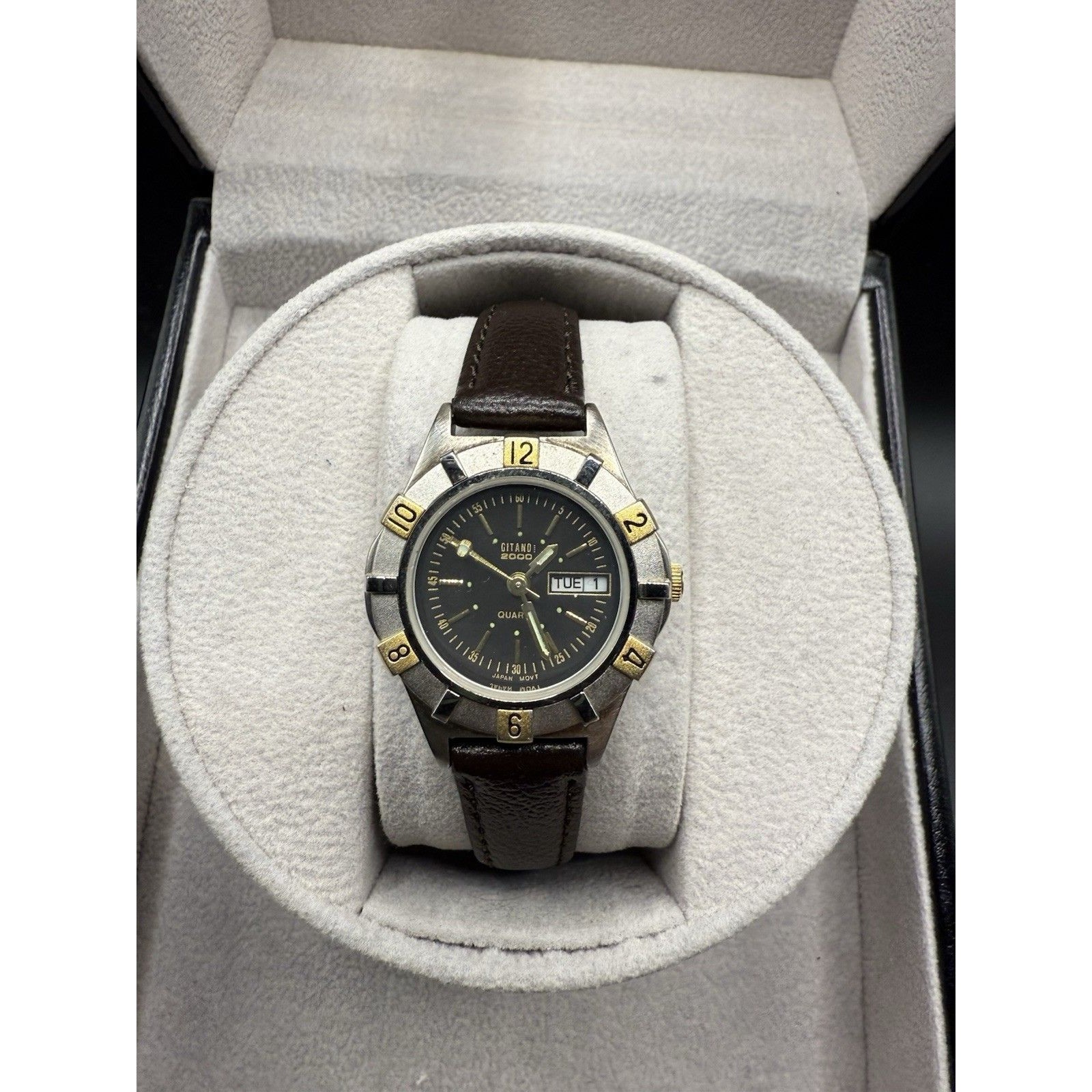 Gitano 2000 Quartz Watch GoldSilver Twotone New Band  New Battery Vintage